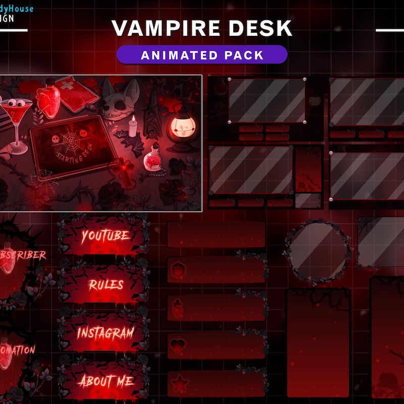 Vampire Goth Twitch Overlays - Etsy