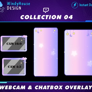 Animated  Galaxy Webcam Overlay, Night Sky Twitch Webcam Border, Cute Twitch Chatbox Overlay Collection 04 For Streame
