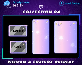 Animated  Galaxy Webcam Overlay, Night Sky Twitch Webcam Border, Cute Twitch Chatbox Overlay Collection 04 For Streame
