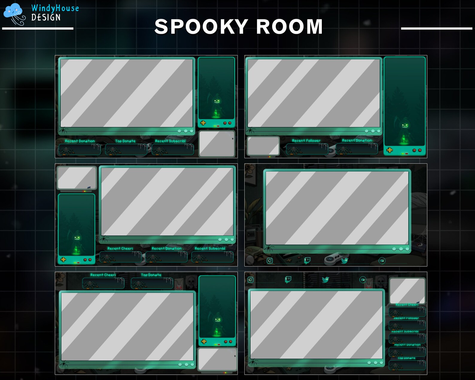 Haunted Overlay Animated Twitch Overlays Spooky Room, Halloween Room Stream Overlays ...