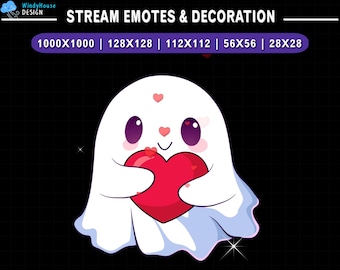 Animated Ghost Love Twitch Emote: Halloween Discord Overlay