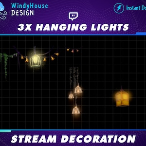 Animated Hanging Lights Stream Decorations, Lantern Decoration For Streamer