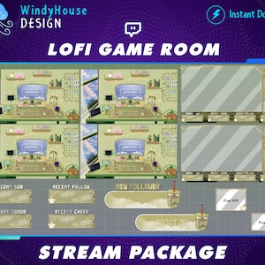 Cozy Twitch Overlay Stream Package, Cozy Room Stream Overlay, Day Theme Lofi Overlay For Twitch