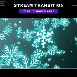 2x Animierte Weihnachten Twitch Übergang Blaue Schneeflocken Fallen für Weihnachten Twitch Overlay