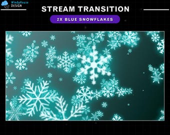 2x Animierte Weihnachten Twitch Übergang Blaue Schneeflocken Fallen für Weihnachten Twitch Overlay