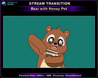 Animated Bear Honey Stream Transition, Cute Bear Twitch Stinger