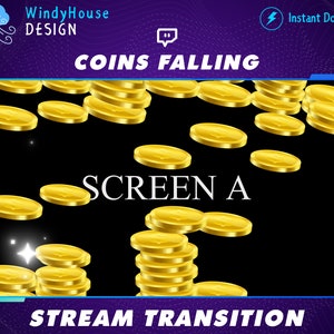 Coins Falling Stream Transition, Coins Twitch Transition, Gold Coins Twitch OBS Scenes Stinger