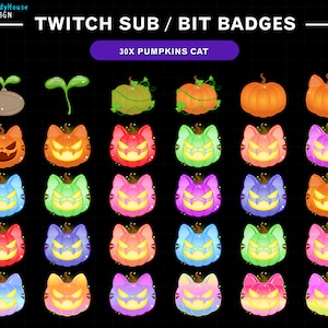 Full Set 30x Pumpkin Cat Twitch Bit Badges / Complete Twitch Bit Badges Set/ Twitch Tier Badges / Pumpkin Twitch Badges / Cat Twitch Badges