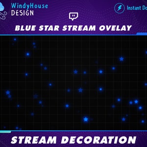 3x Animierte Stream Dekoration Blauer Stern Floating Overlay, Stern Fallen Nach Unten Oben Twitch Overlay / Niedlicher Stern Fallender, Stream Add-ON OBS