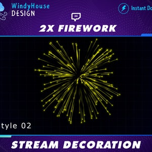 2x Firework Animated Twitch Overlay , Holiday Streaming Asset, Festive Sparkling Particles, New Year Christmas Background, Stream Decoration