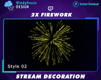 2x Firework Animated Twitch Overlay , Holiday Streaming Asset, Festive Sparkling Particles, New Year Christmas Background, Stream Decoration