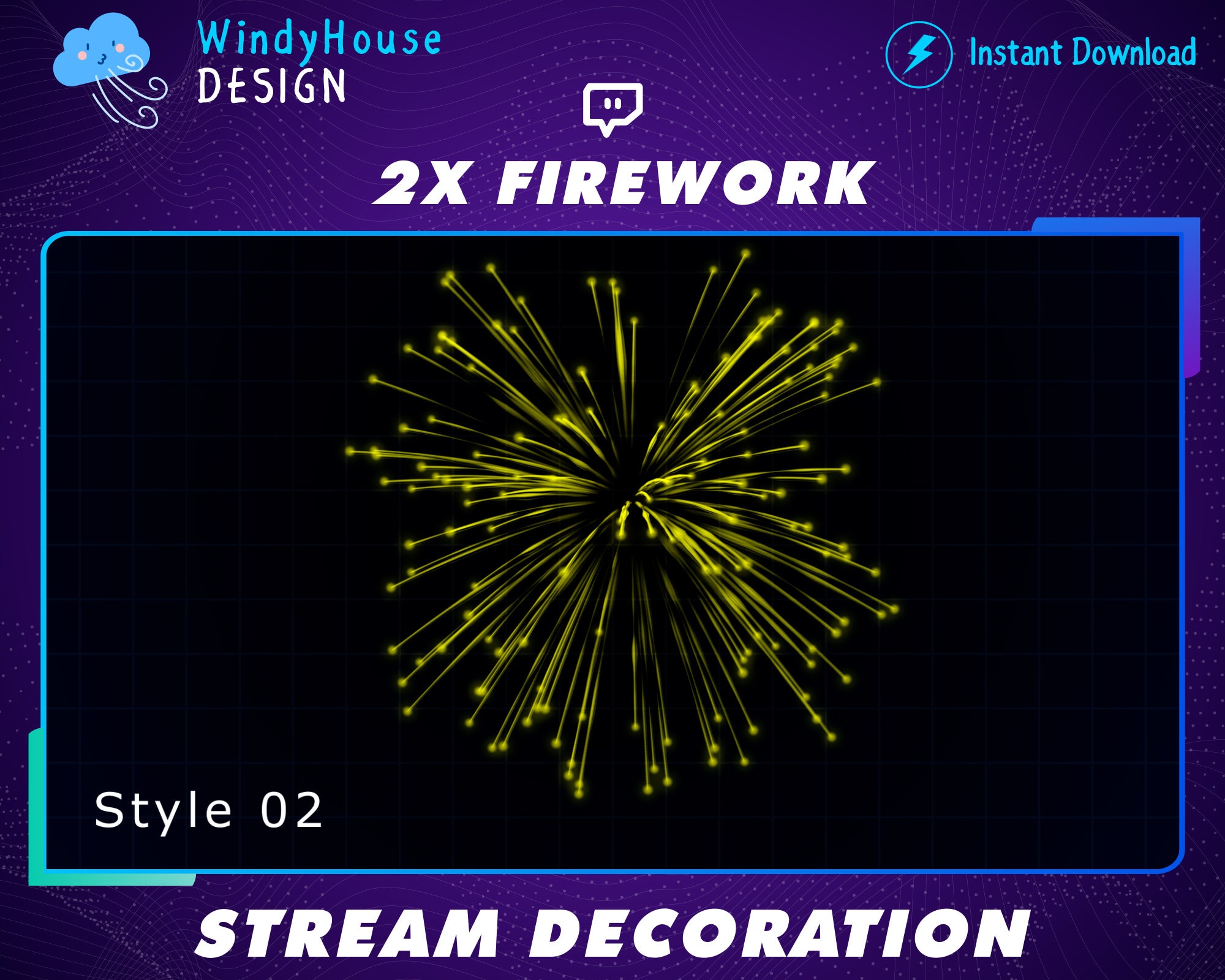 Streamer Firework 2x Firework Animated Twitch Overlay , Holiday Streaming Asset, Festive ...