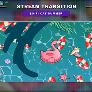 Transición de transmisión animada Cute Summer, Lo-fi Summer Twitch OBS Escenas Stinger, Twitch Transition