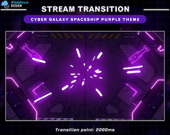 Stream Transition Space Ship Door Purple Theme, Galaxy Twitch Transition for Streamers, OBS, Vtubers, YouTubers, Streamlabs