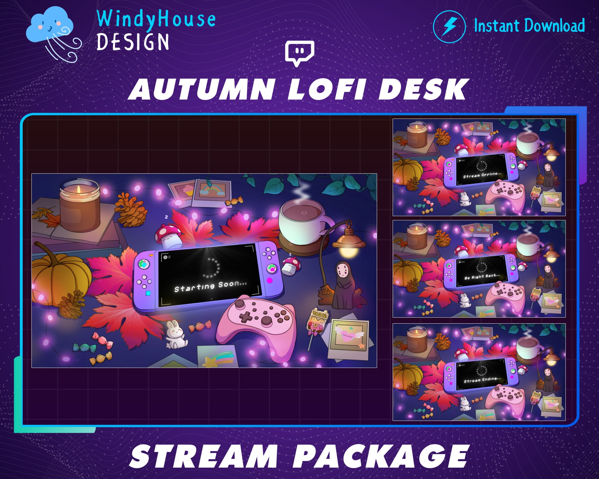 Animated Autumn Cozy Twitch Stream Package Dark Theme Retro - Etsy ...