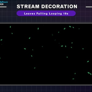Animated Stream Decoration Green leaves Falling, Leaf Falling Twitch Overlay Looping 10s