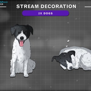 2x Animated Cute Dogs Stream Decoration, Dog Twitch, Dog Stream Add-on Kawaii Twitch Overlay...