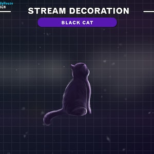 アニメーション黒猫ストリームデコレーション、猫Twitchオーバーレイ
