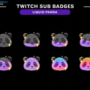 Liquid Panda Bottle Twitch Sub Badges/ Panda Twitch Sub Badges Set/ Kawaii Twitch Bit Badges/ Twitch Tier Badges