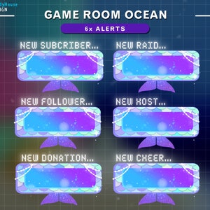 Animated Ocean Stream Alerts, Sea Theme Twitch Alerts for OBS, Streamlaps