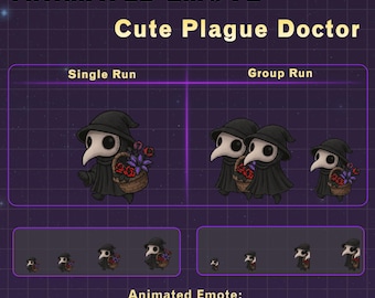 Cute Plague Doctor Animated  Emote, Gothic Twitch Emote, Discord Emote (Digital Download)