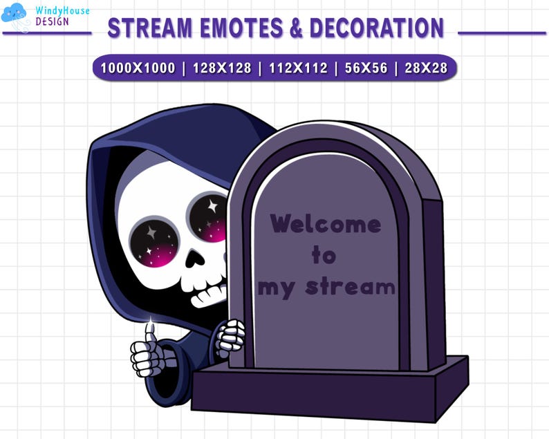 Gesto de bienvenida de la Parca animada para Twitch, gesto de transmisión fantasma, gesto de Discord, decoración de transmisión imagen 4