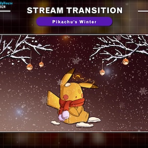 Pikachus Nacht Winter Strom Übergang für Weihnachten Twitch Overlay, Winter Twitch Overlay