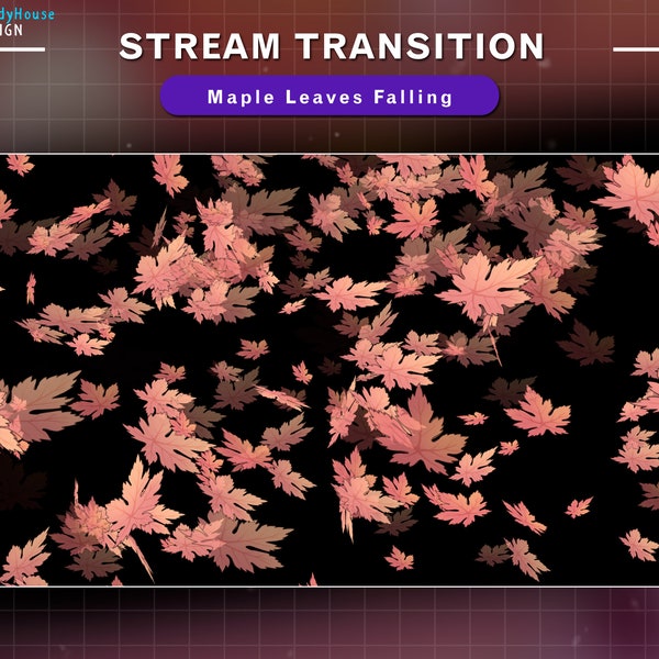 Animated Stream Transition Maple Leaves Falling, Autumn Twitch OBS Scenes Stinger, Twitch Transition
