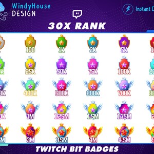 30x Ranks Twitch Bit Badges, Full Twitch Bit Badges Set, Crowns Twitch ...