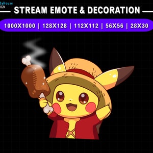 Animato Twitch Emote Cappello di Paglia Pikachu, Simpatico Pikachu Flusso Decorazione, Emote Divertenti per Youtube, Discord