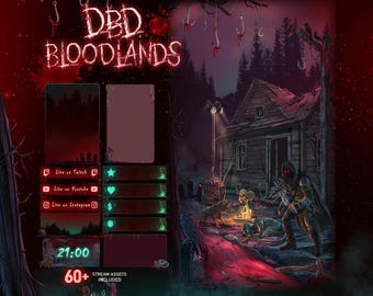 TIKTOK Stream Package Dead By Daylight Bloodlands, DBD Horror Theme Animated Vertical TIKTOK Overlay