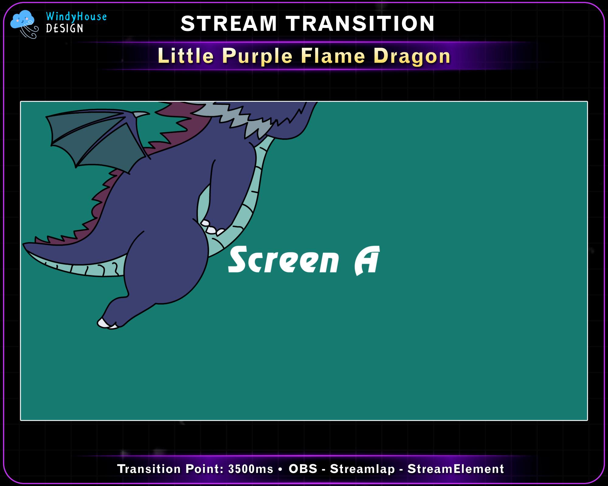 Animated Little Dragon Flame Purple Stream Transition, Cute Dragon ...