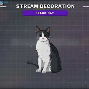 Animated Cute Cat Stream Decoration, Kitty Cat Twitch, Tabby Cat Stream Add-on Kawaii Twitch Overlay...