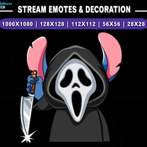 Animierter Stitch Assassin Twitch Emote, Stitch Emotes, Halloween Dekoration, Discord Emote