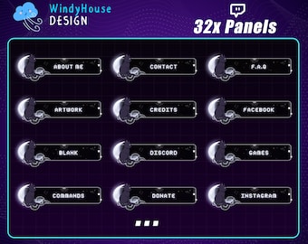 Black Cat Twitch Panels/ Cat Twitch Overlays, Streamer Graphics, Moon, Star for Streamer