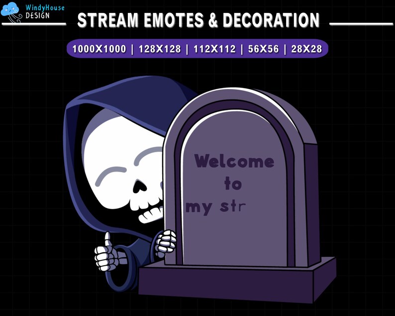 Gesto de bienvenida de la Parca animada para Twitch, gesto de transmisión fantasma, gesto de Discord, decoración de transmisión imagen 3
