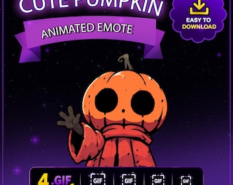 Animated Twitch Emote Cute Pumpkin, Halloween Discord Emotes, Pumpkin Wave Emote Emojis for Streamers