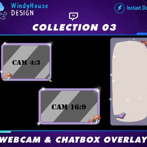 Webcam Overlay, Twitch Webcam Border, Cute Twitch Chatbox Overlay Collection 03 For Streamer