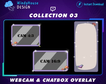 Webcam Overlay, Twitch Webcam Border, Cute Twitch Chatbox Overlay Collection 03 For Streamer