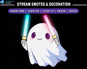 Geanimeerde schattige geest juichende emote Twitch, Ghost Stream-emote, Discord-emote, streamdecoratie