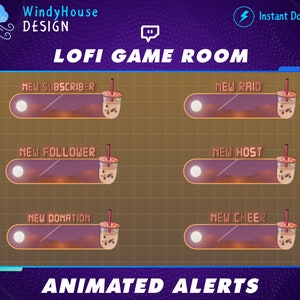 Animated Twitch Alerts Boba Tea, Space Twitch Alerts For Overlay Pack
