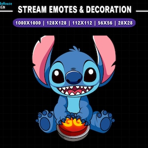 Emote Twitch Animato Stitch GG, Emote Stream Stitch Carino, Emote Discord, Decorazione Stream
