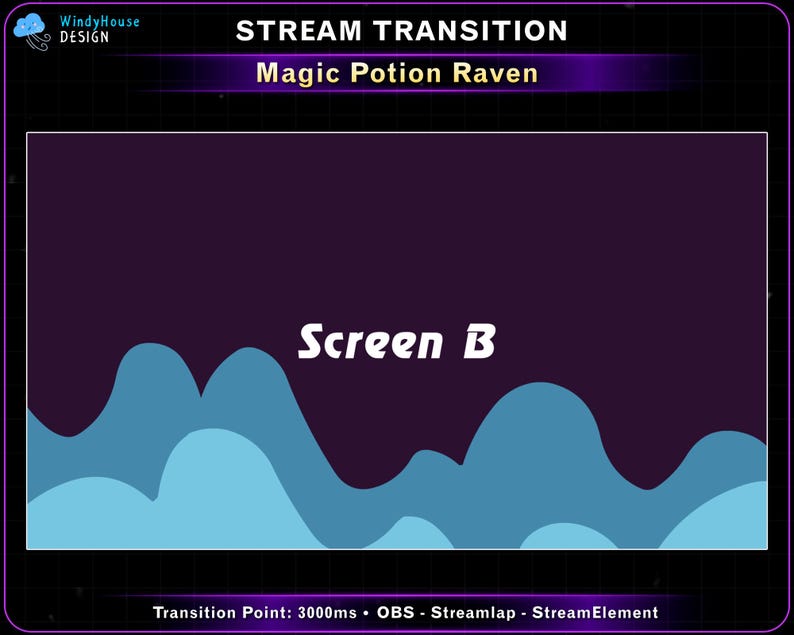 Magicstream Transition Animated Raven Magic Potion Stream Transition, Cute Crow Twitch Stinger ...