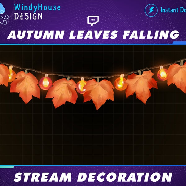 Animierte Herbstblätter Lichter Strom Dekoration - Ahornblatt Overlay / Twitch Overlay / Add-on für Ihren Stream