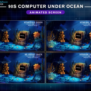 Stream Offline Screen Fish Animated Stream Screen Undersea Computer, Summer Twitch Overlay, Shark ...
