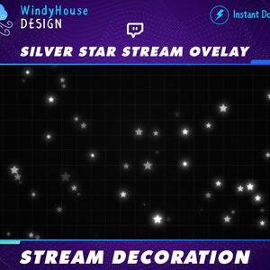 Animated Stream Decoration Silver Star Floating Overlay, Star Falling Down Up Twitch Overlay / Cute Star Falling, Stream Add-ON OBS