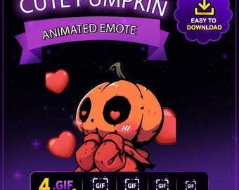 Animated Twitch Emote Cute Pumpkin, Halloween Discord Emotes, Pumpkin Emote Emojis for Streamers