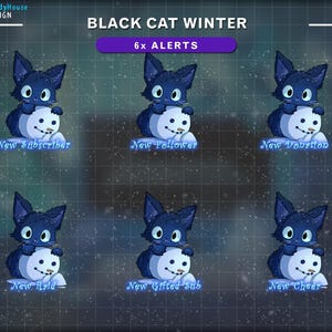 Animated Stream Alert Cute Cat Winter, Cat Twitch Alert for Christmas Twitch Overlay, Christmas Stream Package, Winter Twitch Overlay