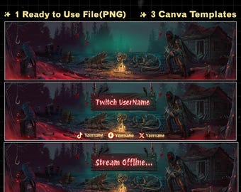 DBD Bloodlands Stream Banner, Dead By Daylight  Banner for Twitch, Youtube, and Discord, Editable Canva Template