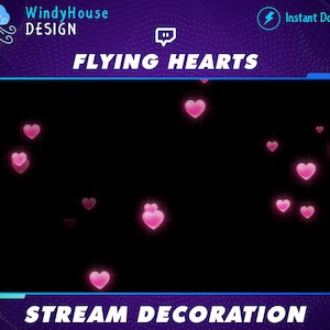 2x Animiertes Stream Dekoration Herz Overlay, Valentinstag Overlay, Liebe Herzen Twitch Overlay / Süßes Herz , Stream Add-ON OBS Streamlap